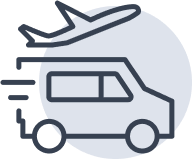 icono de un auto y un avión despegando