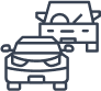 Icono de dos autos, uno detras de otro.